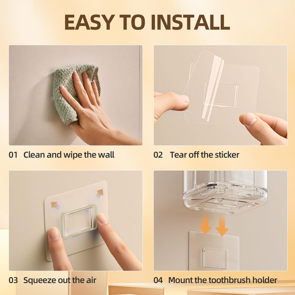 Toothbrush Holder Wall Mounted,Detachable Toothbrush and Toothpaste Holder with Divider for Bathroom