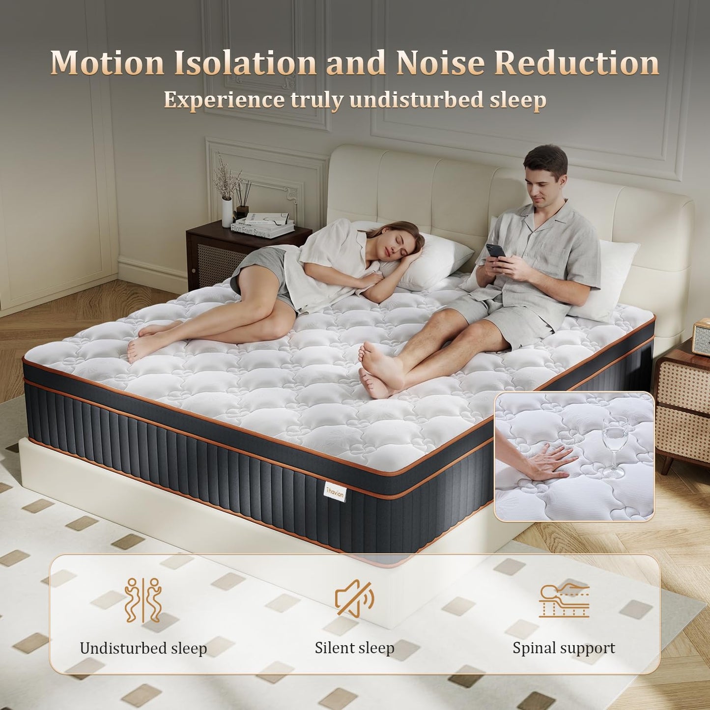 Thavion 3FT Single mattress, 12inch Single hybrid memory foam mattress,9-zone design with pocket springs and orthopaedic support