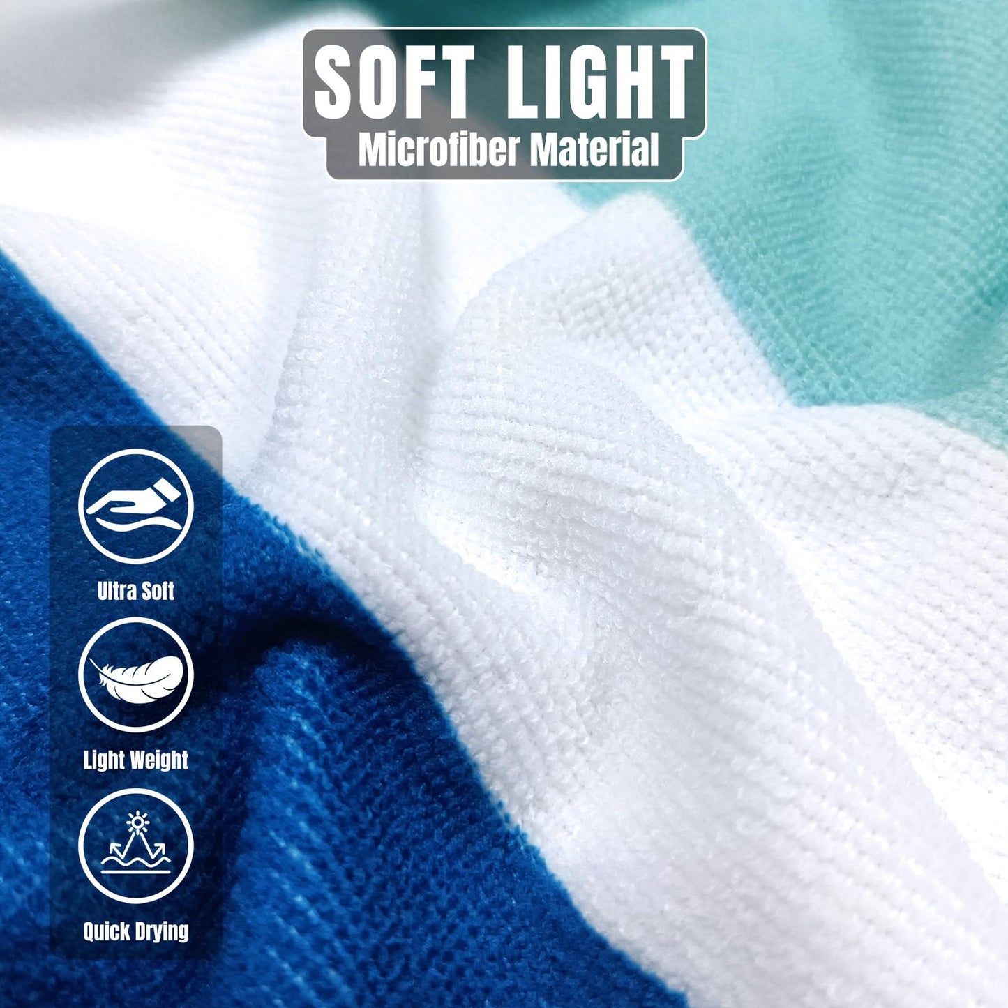 Ouxiaobai Large Oversized Beach Towel - Microfiber Sand Free 35 x 70 Inch Quick Dry Lightweight Pool Towel for Adults, Thin Striped Swim Towel