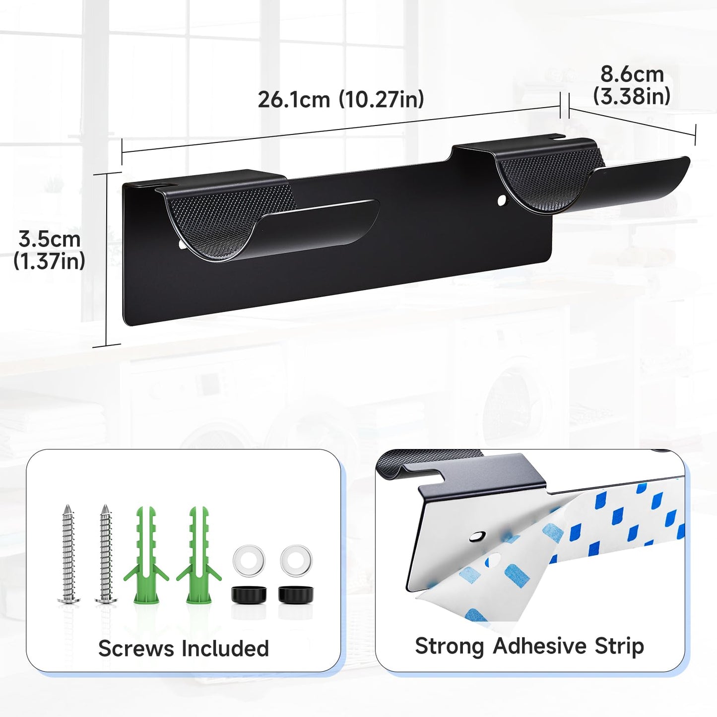 2 PCS Hair Straightener Holder Wall Mount, Adhesive Metal Hair Dryer Holder for Storage Curling Tong Straighteners Hair Brush Accessories