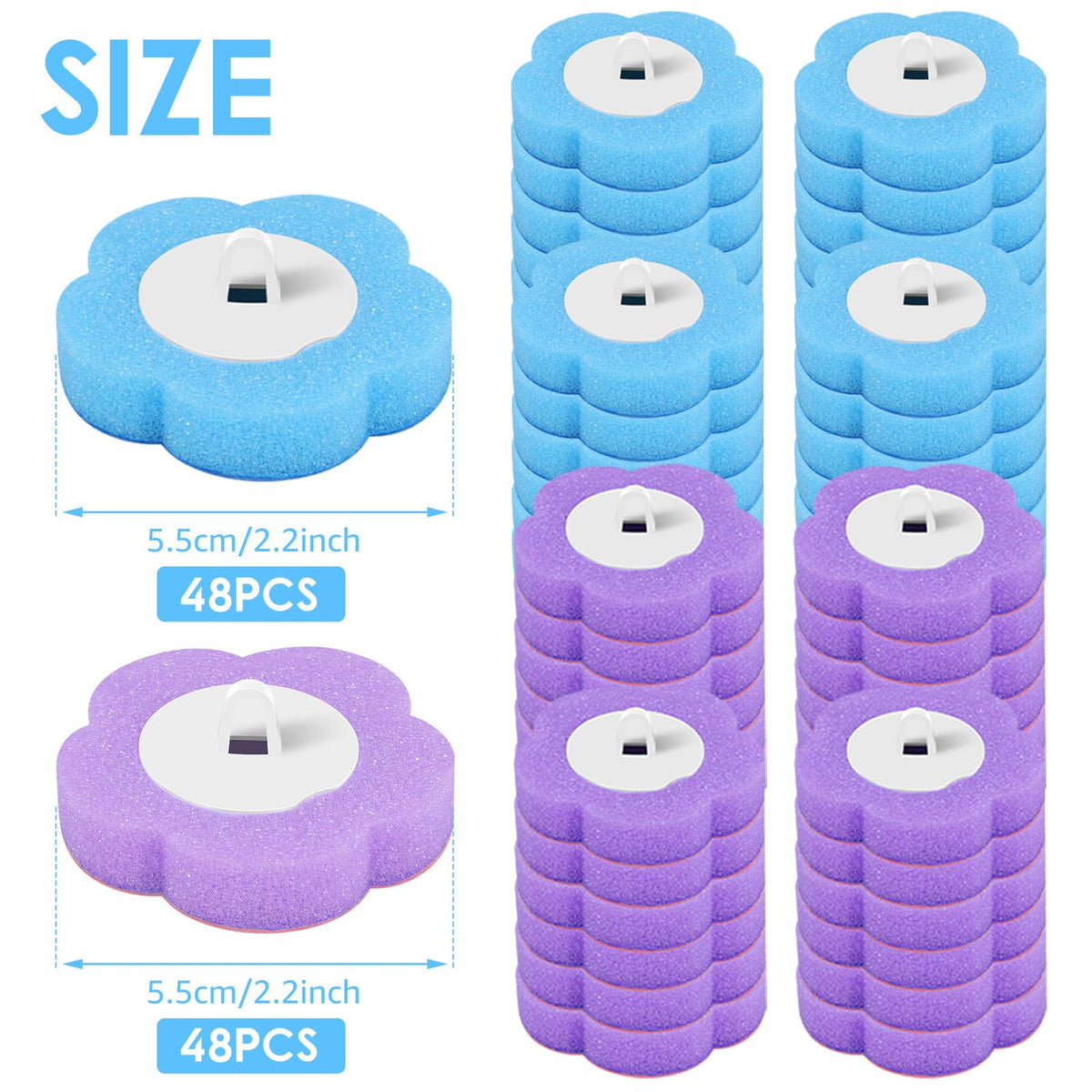 96 pcs Disposable Toilet Brush Refills 96 Sponge Brush Heads with Built-in Cleaning Solution