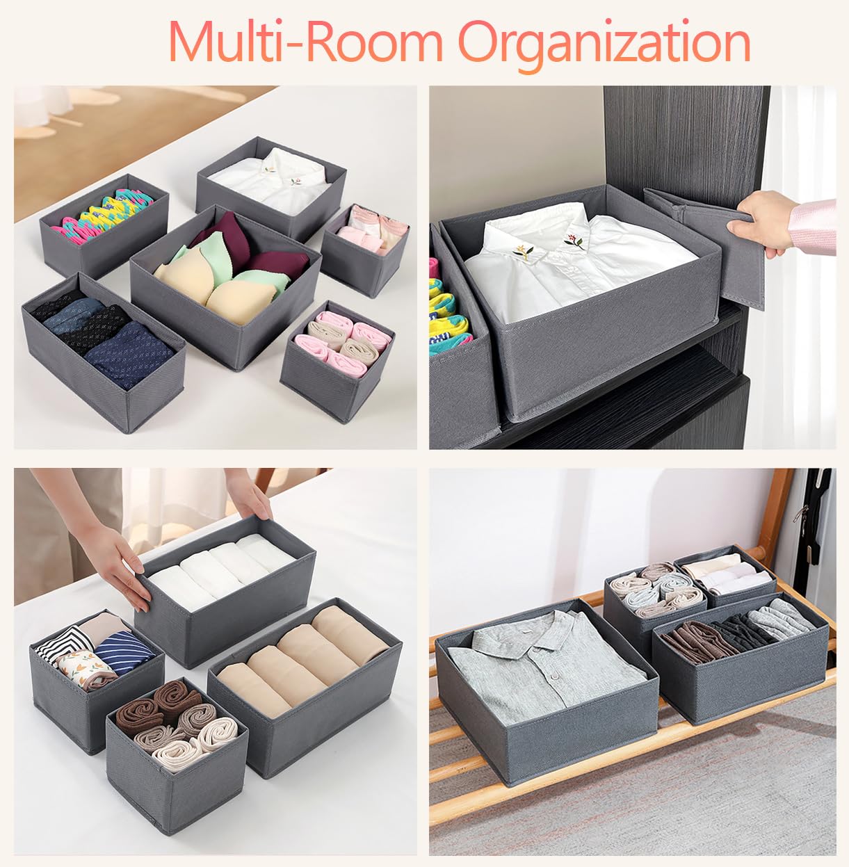 xianxikaitech 12 Pack Drawer Organisers, Foldable Drawer Dividers for Wardrobe Storage Organiser, Fabric Storage Box for Bras, Socks, Underwear,Ties
