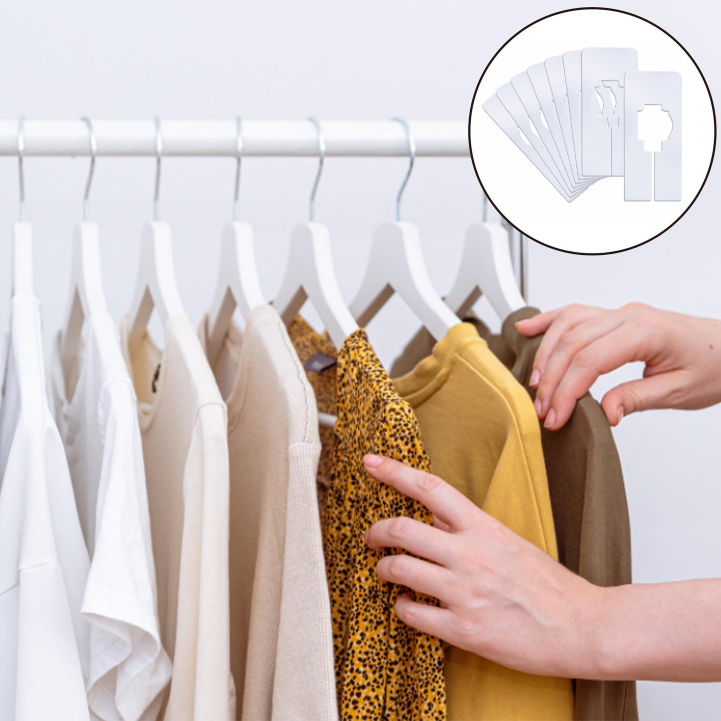 8 PCS Closet Rack Dividers, Clothes Hanger Divider, White Rectangular Clothing Rack Size Dividers
