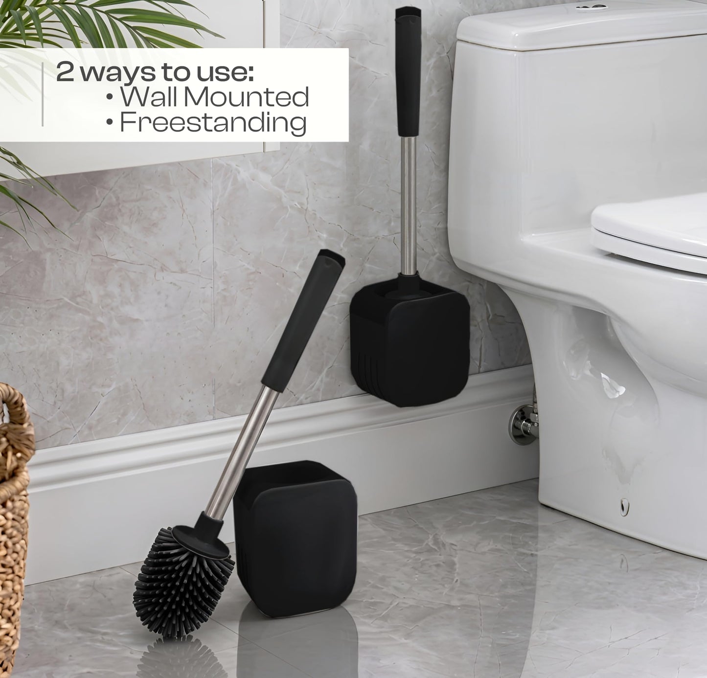 Silicone Toilet Brush and Holder Set | Loo Brush with Hidden Tweezers.