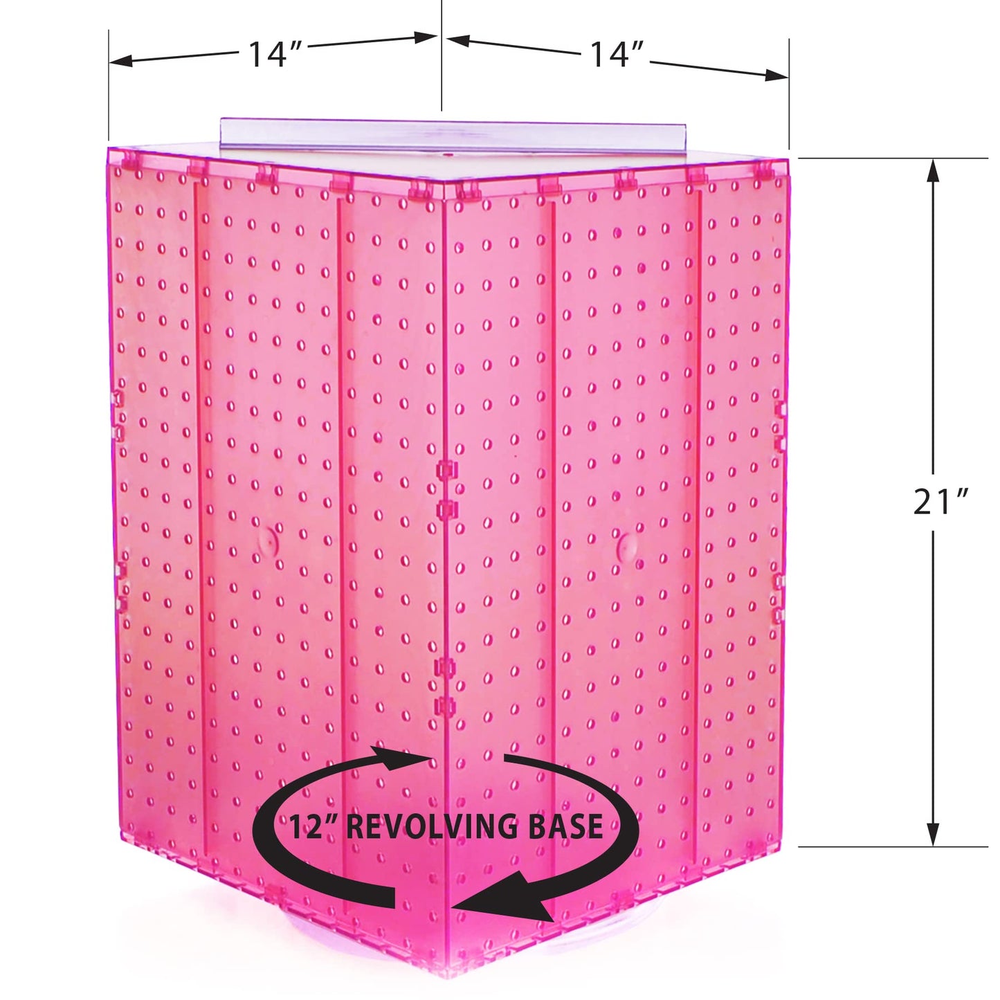 Azar Displays 701414-PNK Rotating Display Stand - 4-Sided Display Racks Peg Display Carousel (14” W x 14” D x 20” H)