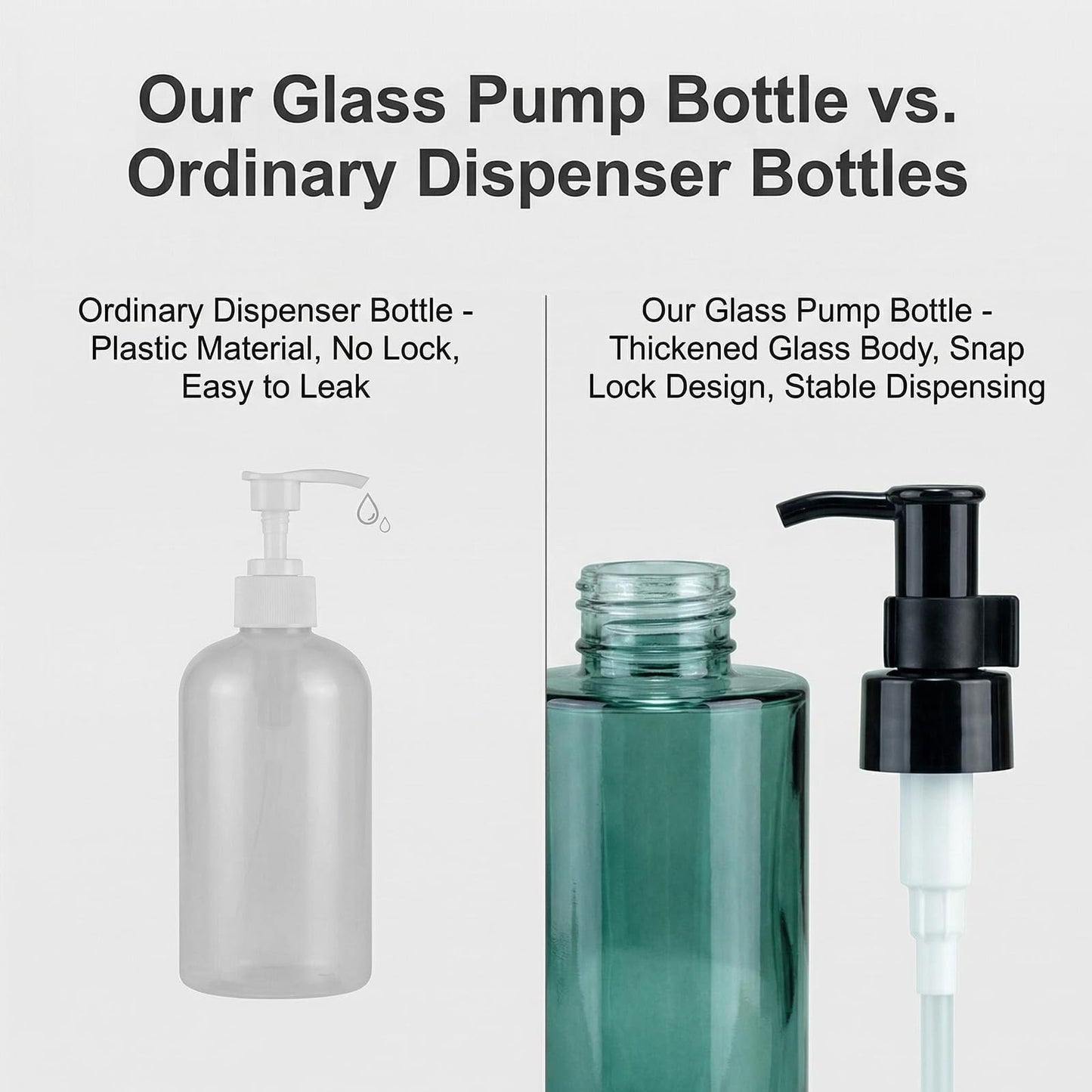 100ml/3.3oz Blue Glass Soap Dispenser, Refillable Liquid Hand Soap Dispenser for Kitchen Bathroom Countertop
