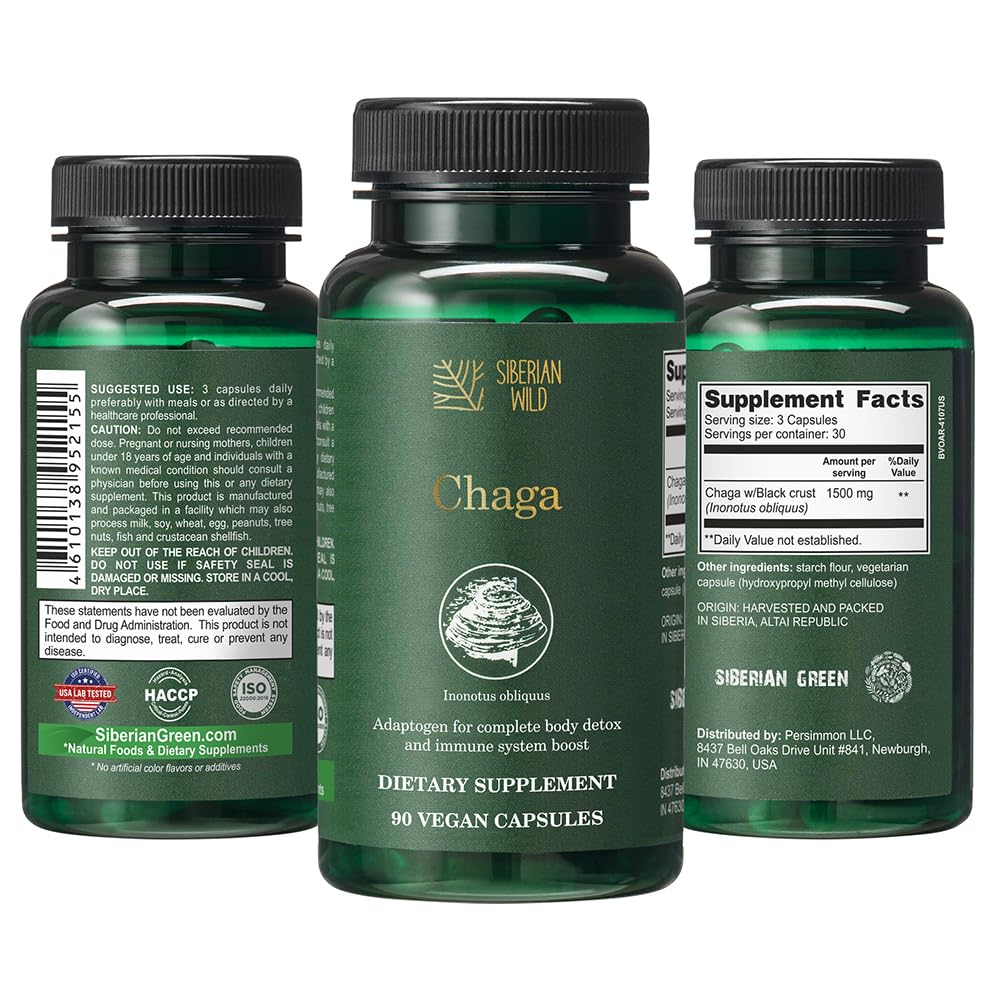 Siberian Wild Chaga 500mg Natural Vegetarian 90-Count