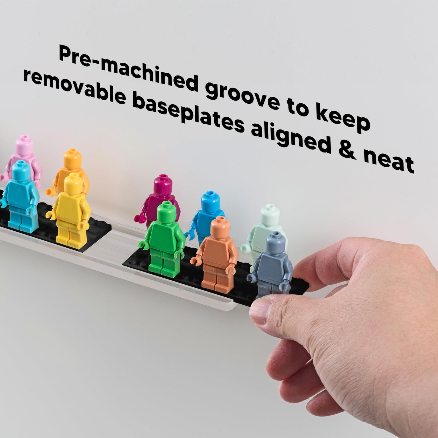 Tapeera 3-Pack Minifigure Display Shelves Compatible with LEGO, Acrylic Floating Shelf with Baseplate Studs