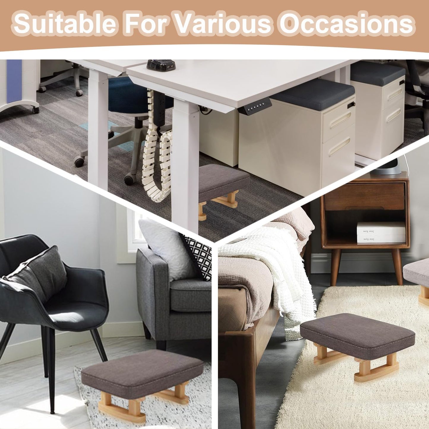 Exquilnova Foot Stool,Pouffe Footstool with Removable Padded Seat,Ottoman Stool for Rest Foot,Morden Under Desk Foot Rest for Living