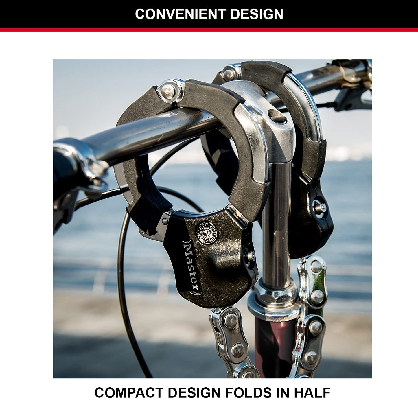 MASTER LOCK Police Approved Bike Lock and E-Scooter Lock, Hardened Laminated Steel, 4 Keys, 550 x 76 x 27 mm, for e bike scooter quad, Silver