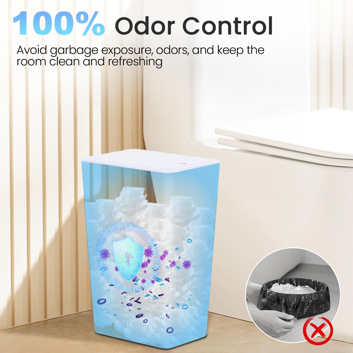 Xygobla 3 Pack 10L Slim Bathroom Bin with Lid