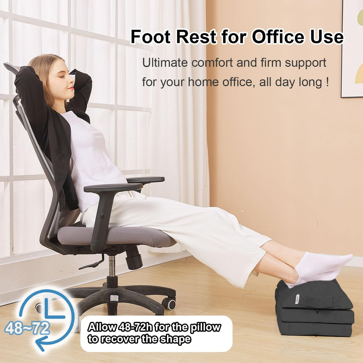 TokSay Under Desk Foot Rest, 3 Adjustable Heights, Foam Foot Stool Black