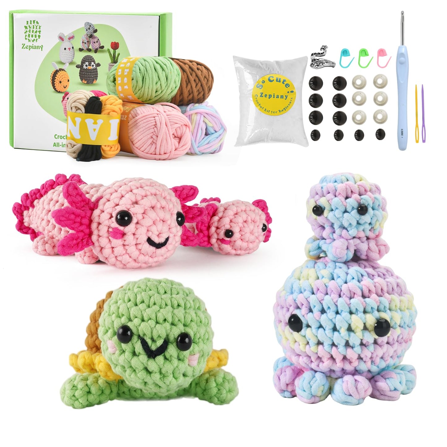 ElysiumEq Crochet kit for Beginners, Amigurumi Crochet Kit Animals Crochet Kit, All-in-One Crochet for Beginners, Crochet Kit for Beginners Crochet