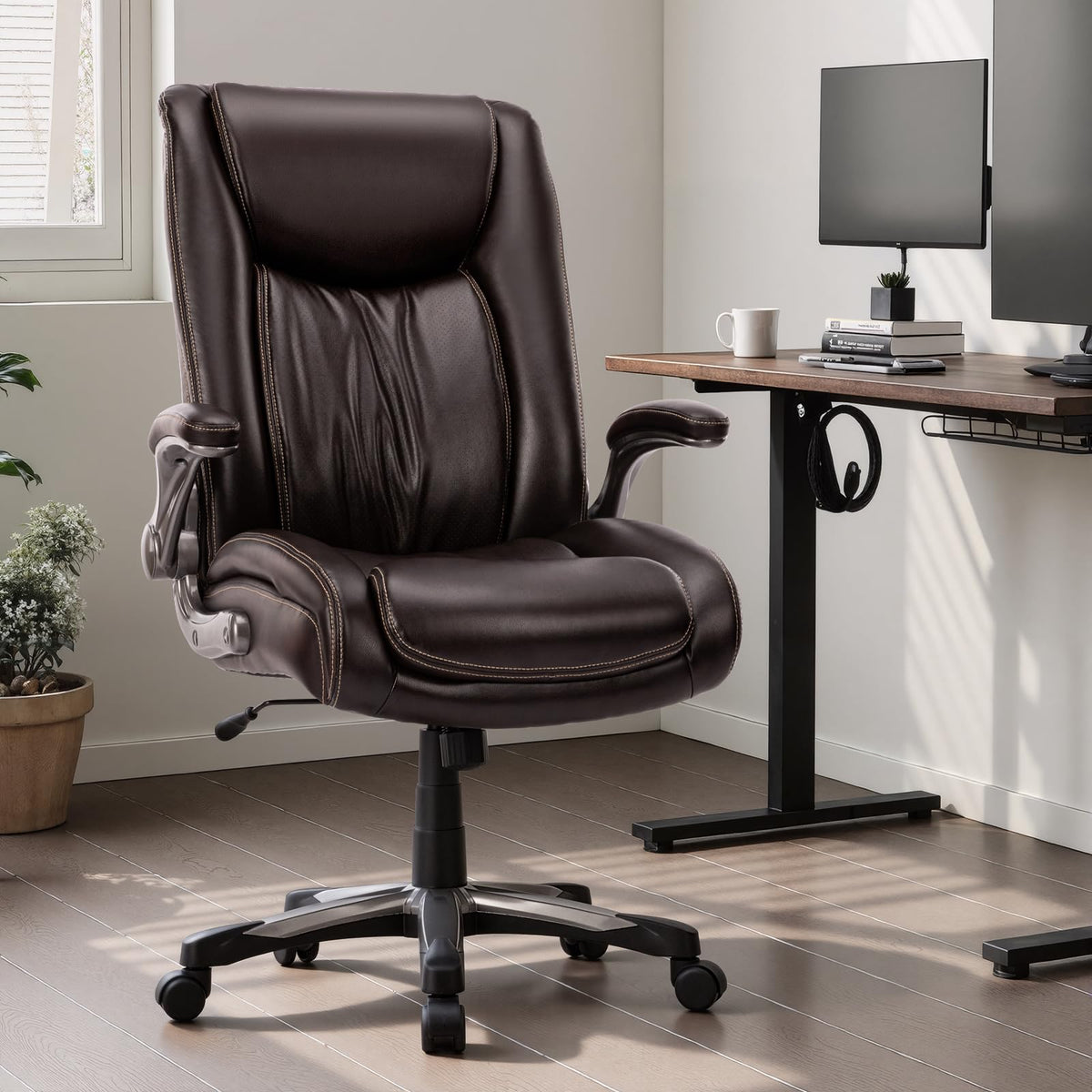 COLAMY Big and Tall Office Chair 400lbs, Large Heavy Duty High Back Executive Computer Office Desk Chair Flip-up Arms Wide Thick Seat for Home Office