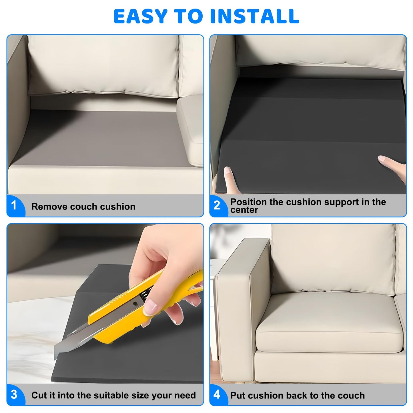TW1TGOFT 2Pcs 50 x 50 cm Sofa Cushion Support - Sagging Sofa Support Repair Furniture Couch Seat Support for Seat Couch High Density Sponge for