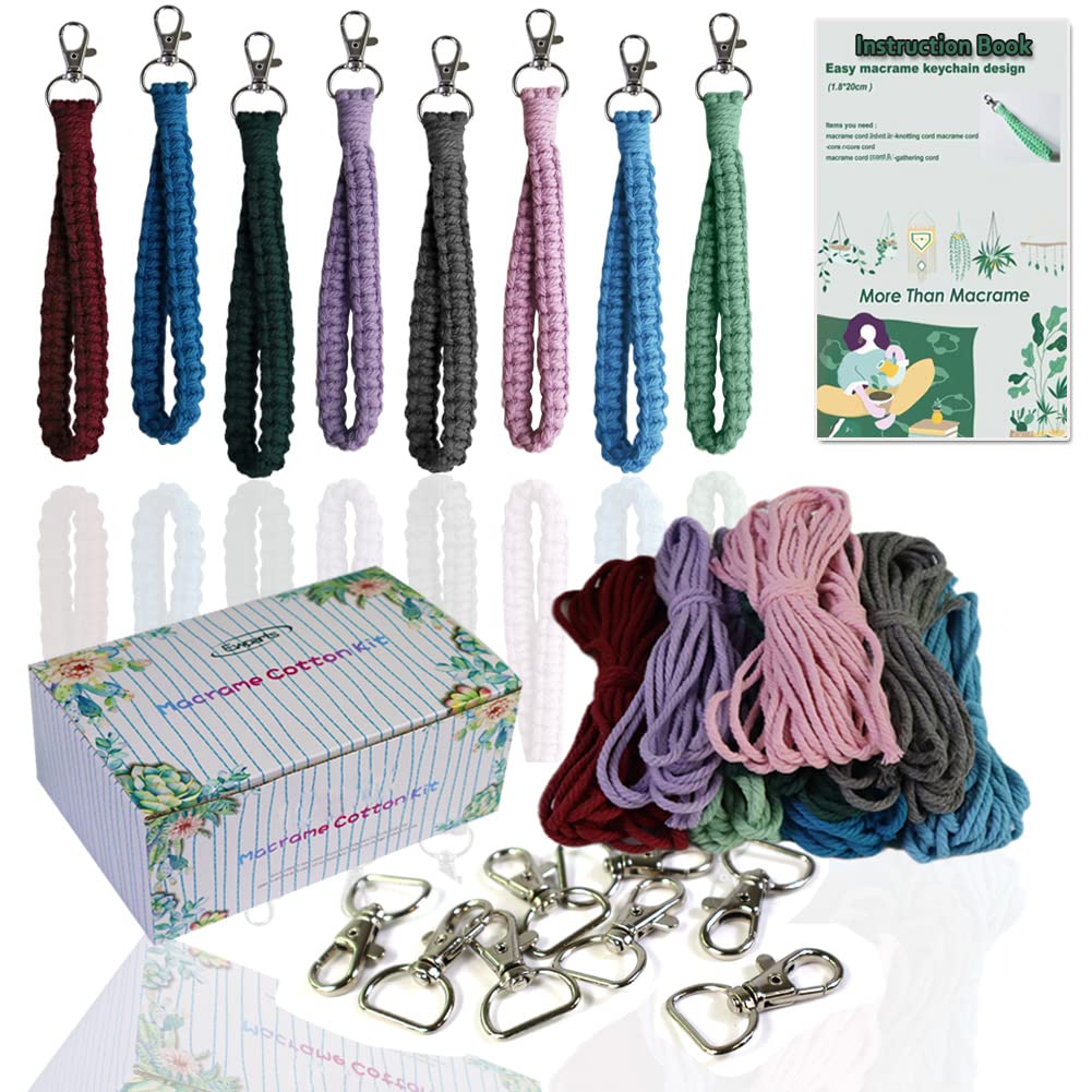 Macrame Kit Boho Macrame Keychain Making Kit Includes Key Rings Macrame Cord Instruction Book to Make Cute Keychains Adult DIY Crafts Projects for
