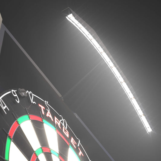 Target Darts Arc Dartboard Lighting System Home Cabinet Set - Includes World Champions Dartboard and 2 Sets of Darts ,Black