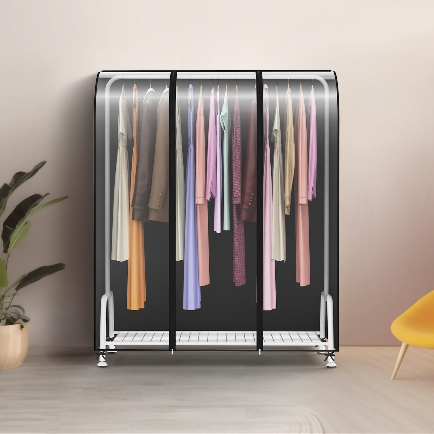 Syeeiex 4ft Transparent Clothes Rail Cover with Double Strong Zipped