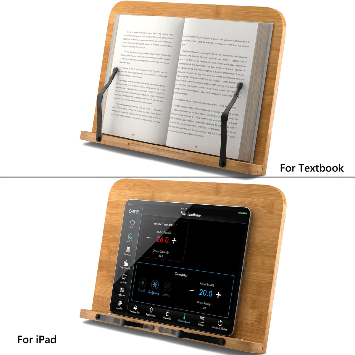 READAEER Bamboo Folding Portable Reading Stand Bookstand Cookbook Holder, L