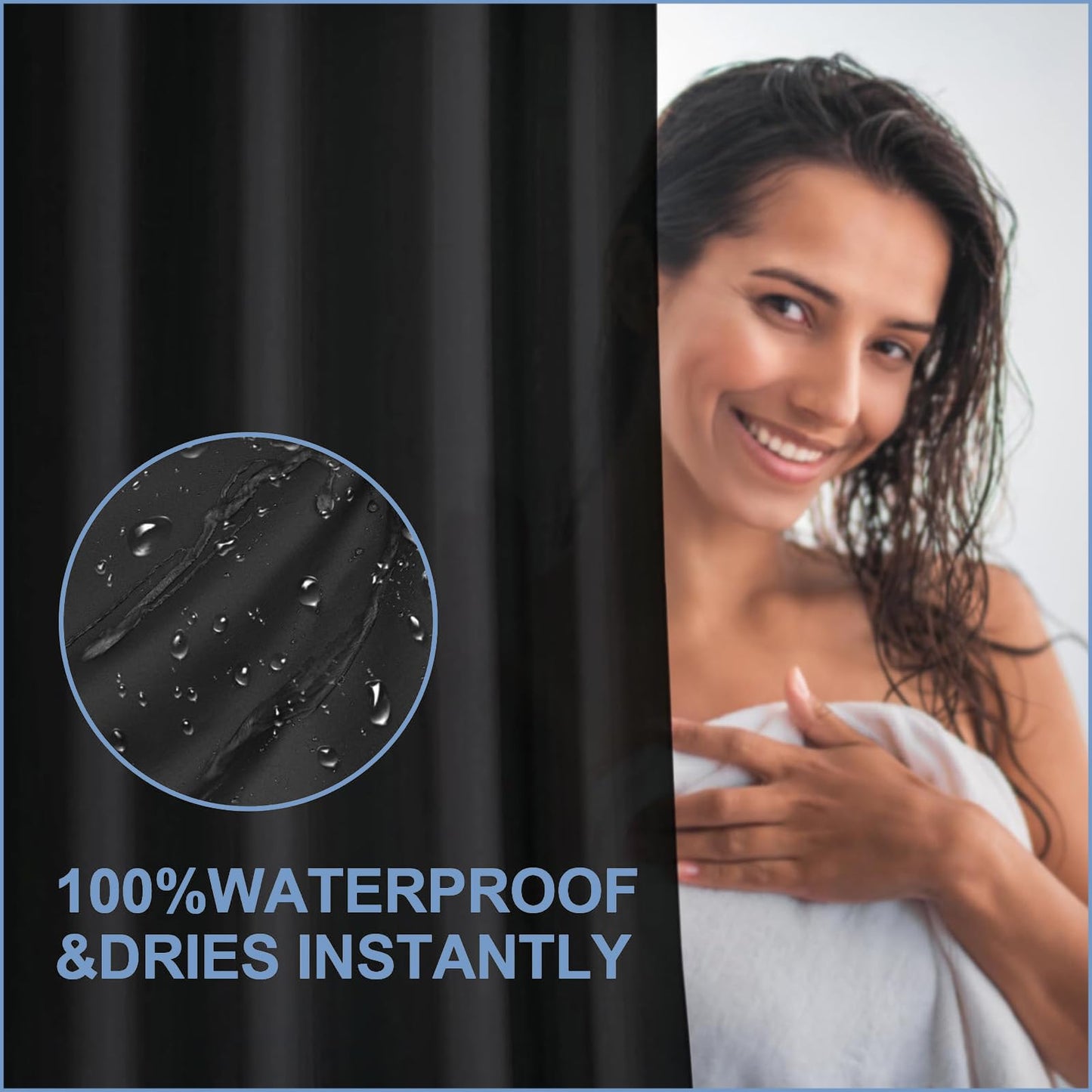 ECO Shower Curtain, Solid Animal PEVA Waterproof Heavy Duty Bathroom Curtains with 3 Magnets, 12 Plastic Hooks Quick-Drying Washable, 180x180cm