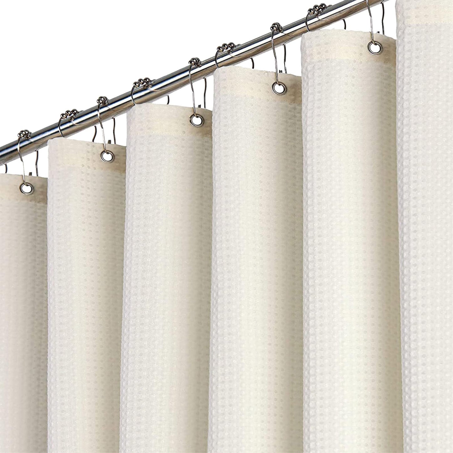 BTTN Narrow Waffle Shower Curtain, Heavy Duty Mould Proof Resistant Wet Room Shower Curtains, Weighted Waterproof Thick Cloth Hotel Luxury Shower