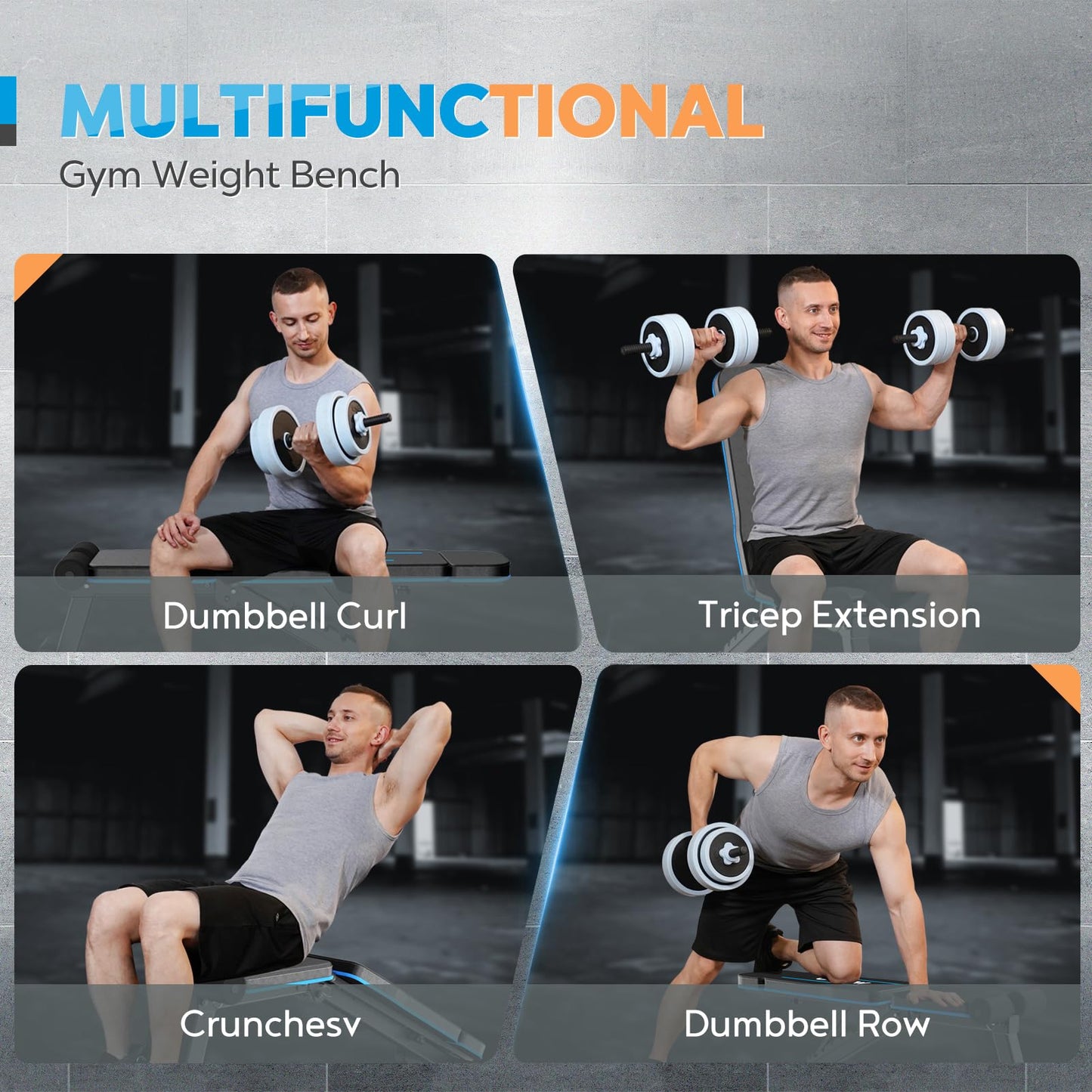 MAHAO Weight Benches Adjustable Workout Bench Foldable Bench Press for Home Gym Incline Decline Flat Exercise bench for Strength Training with