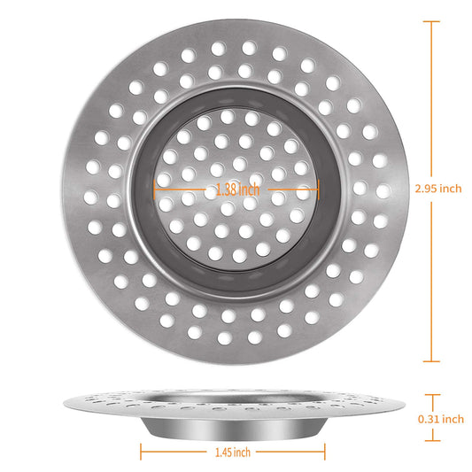 (Set of 2) Stainless Steel Kitchen Sink Strainer Plug, Standard Strainer Drain Protector for Bathroom/Kitchen