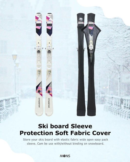 MONS Snow Skis Protection Fabric Soft Sleeve Cover Wide Open Easy Pack (M)