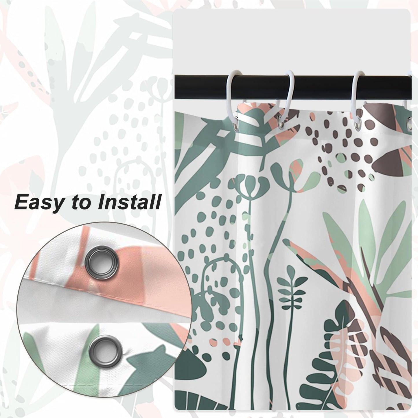 Bovlleetd 71x71inch Abstract Plant Shower Curtain Watercolor Tropical Botanical Bathroom Curtain Bohemian Bathroom Decorative Curtain Waterproof Bath