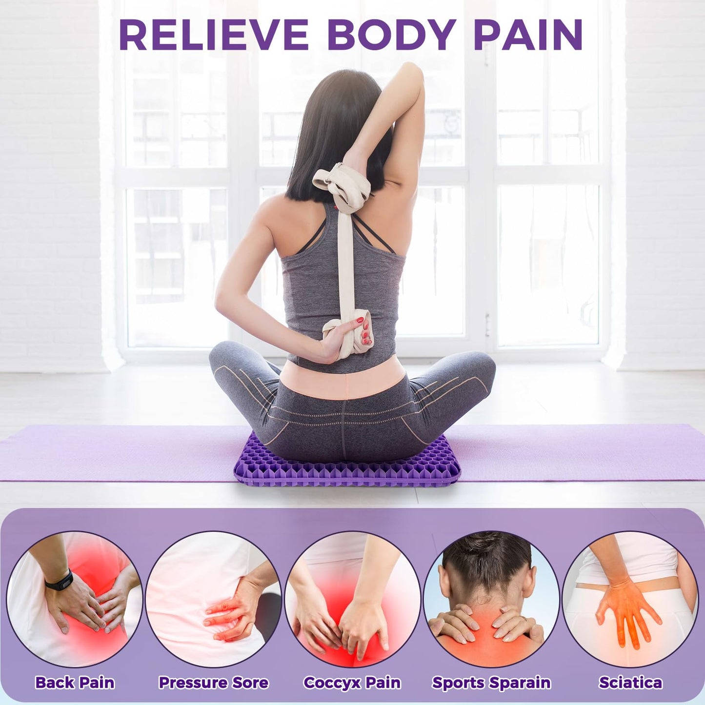 Nymblis Gel Seat Cushion, Cool Honeycomb Cushions with Cloth Cover, 42cm