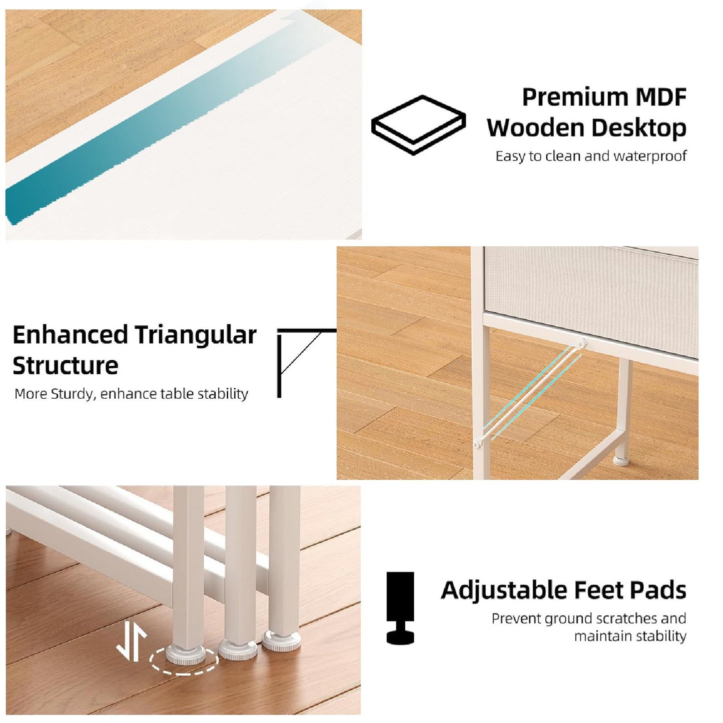 CAIYUN L Shaped Computer Desk with 2 Drawers, 100CM Office Corner Desk with 2 Storage Shelves, Working Table Study Table for Home Office Desk, White