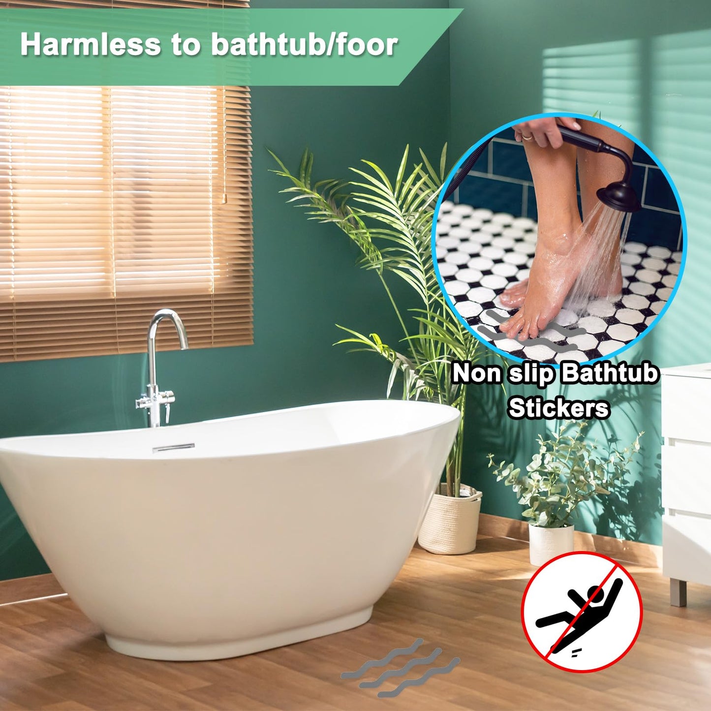 M METERXITY 36 PCS Anti Slip Shower Stickers Gray S Bathtub Non-Slip Stickers Safety Bathtub Strips Adhesive Decals with Scraper for