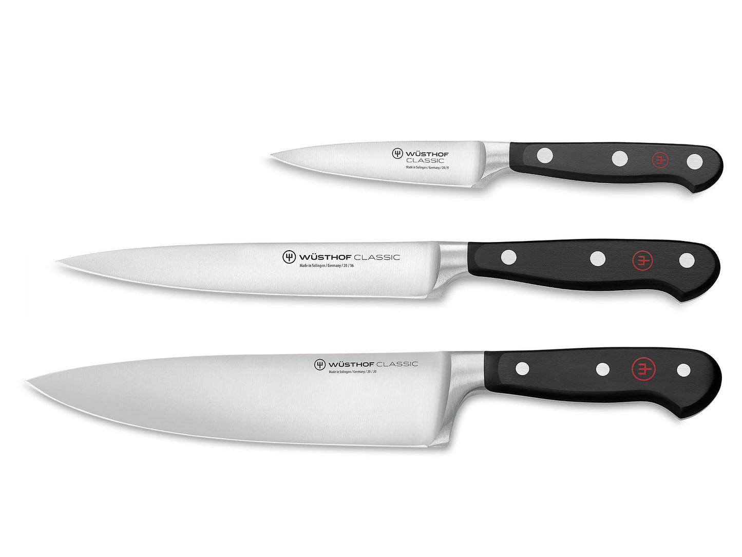 W?sthof Classic 3-Piece Chef's Knife Set, Black