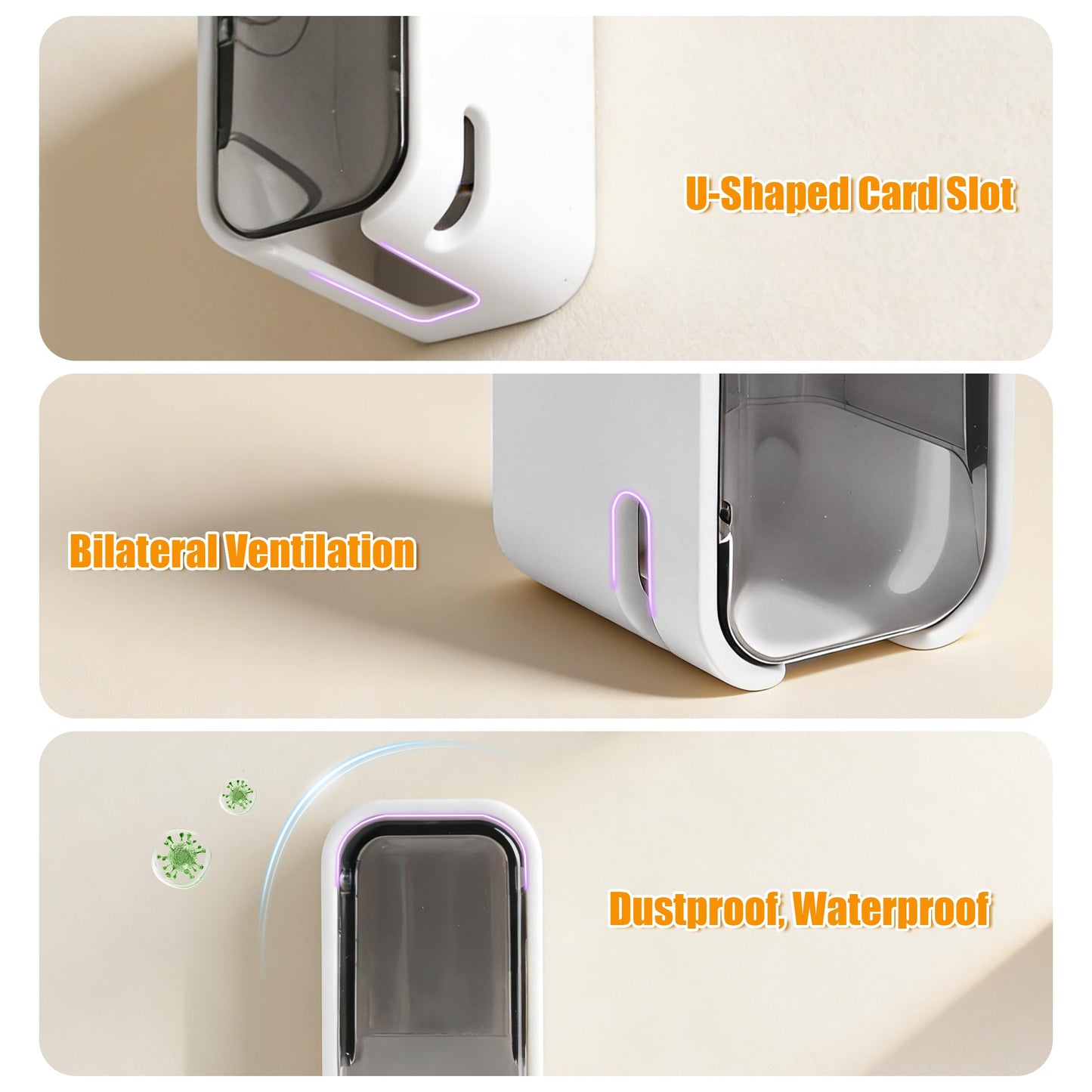 2Pcs Electric Toothbrush Holder with Cover, Self-Adhesive Tooth Brush Cap