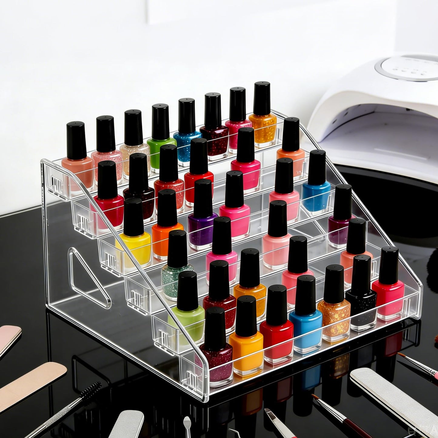 DRERIO Card Display Stand 6 Tier Nail Polish Organizer, Acrylic Trading Card Display Stand