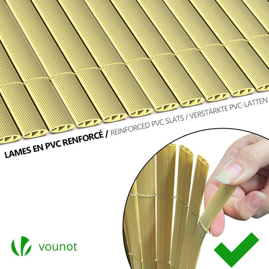 VOUNOT PVC Privacy Screening Fence 100 x 500 cm, Double Reinforced Struts Privacy Protection for Garden, Balcony and Terrace, Wind and Sun Protection