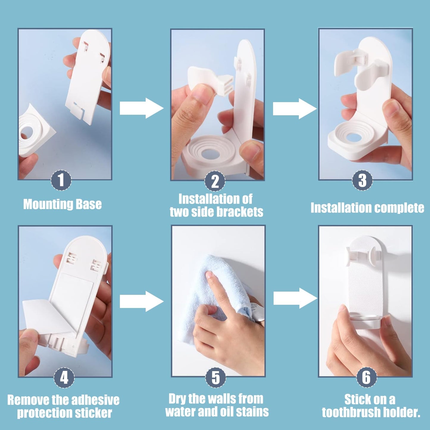 DOETYD 4 Packs Toothbrush Holder Electric Toothbrush Holder Wall Mounted Toothbrush Storage with Adhesive Plastic Electric Toothbrush Stand for