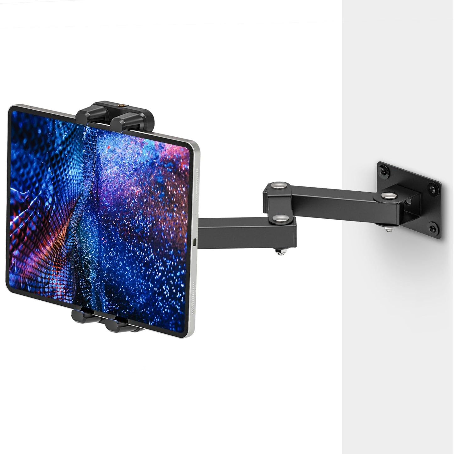 JUBORUI Tablet Wall Mount, iPad Wall Mount with Aluminum Alloy Long Arm, iPad Wall Holder for Business and Home, Tablet Wall Bracket Compatible with