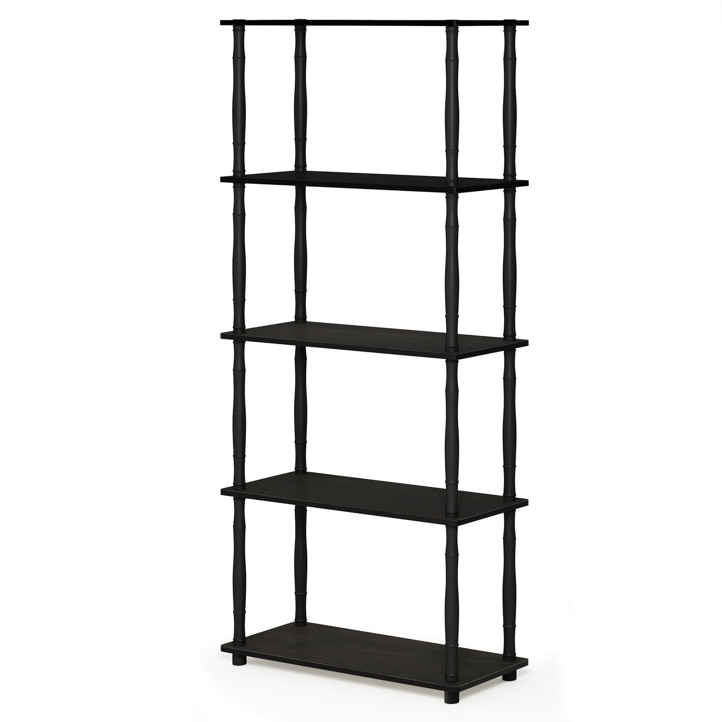 Furinno Turn-S-Tube Toolless Assembly 5-Tier Black Book Shelf, Corner Shelf, Open Shelves, Classic Tubes, for Organization and Storage, Living Room