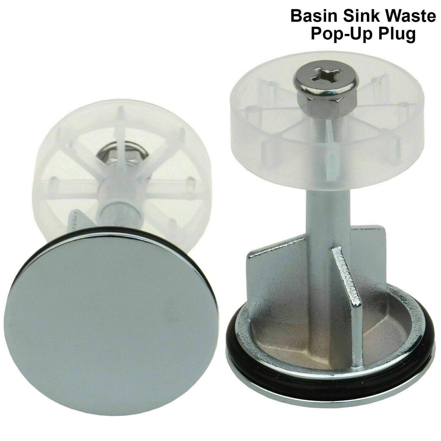 ABRUS® - Heavy Duty Chrome Plated 40mm Pop Up Basin Waste Sink Push Button Click Clack Plug Slotted Bathroom