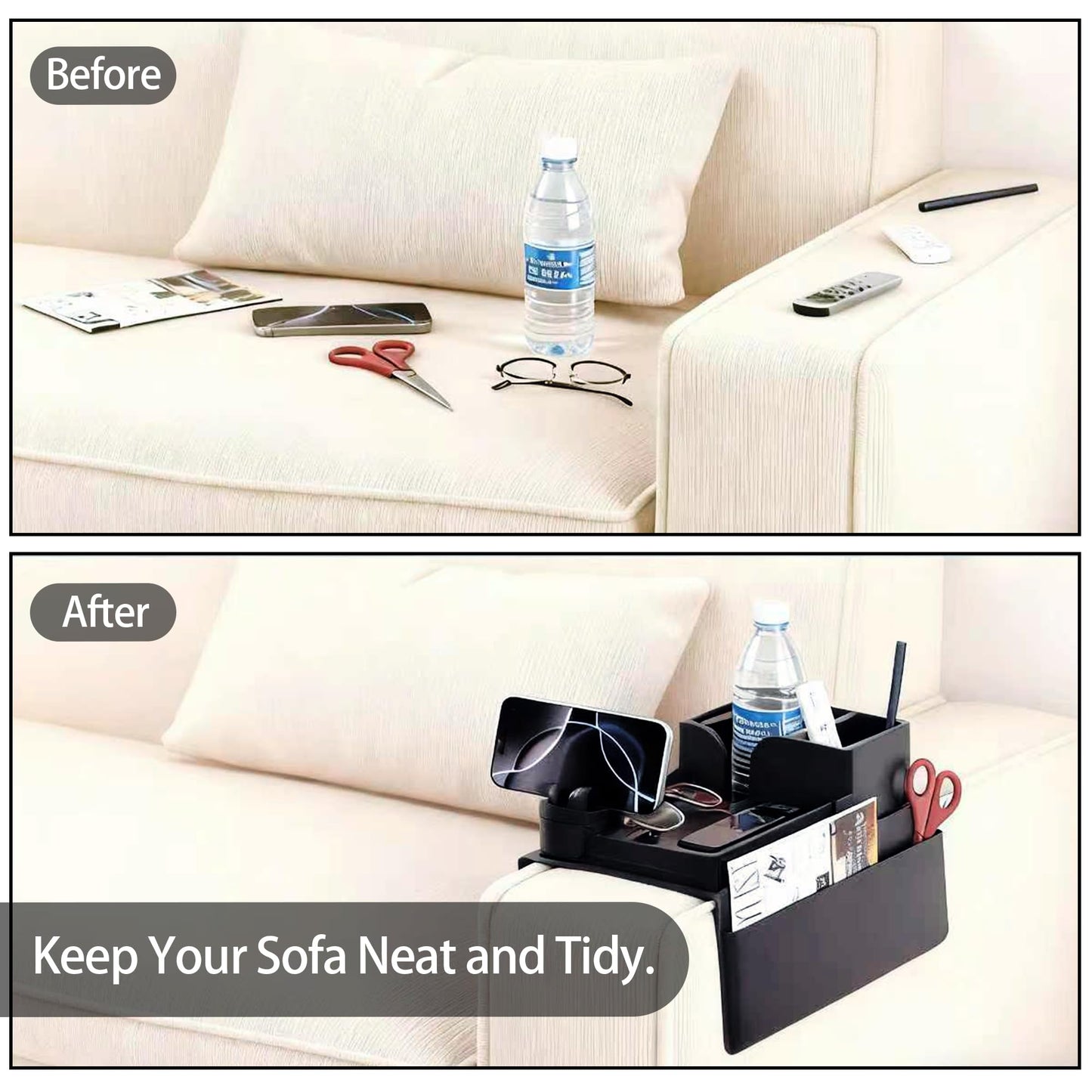 A1DIEE Couch Arm Cup Holder Silicone Sofa Armrest Tray with 5 Side Pockets