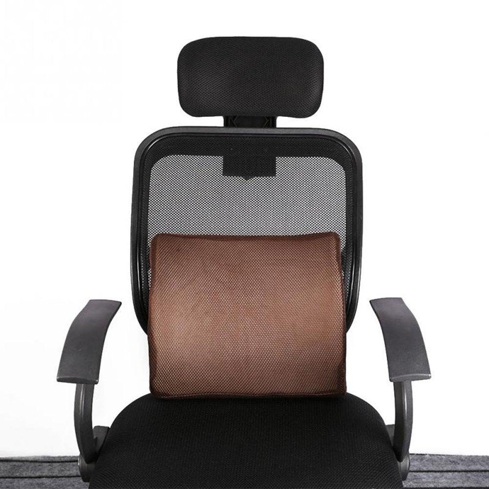 HomDSim Memory Foam Lumbar Cushion Lower Back Support Pillow Posture Correcting Car Seat Home Office Chair (Brown)