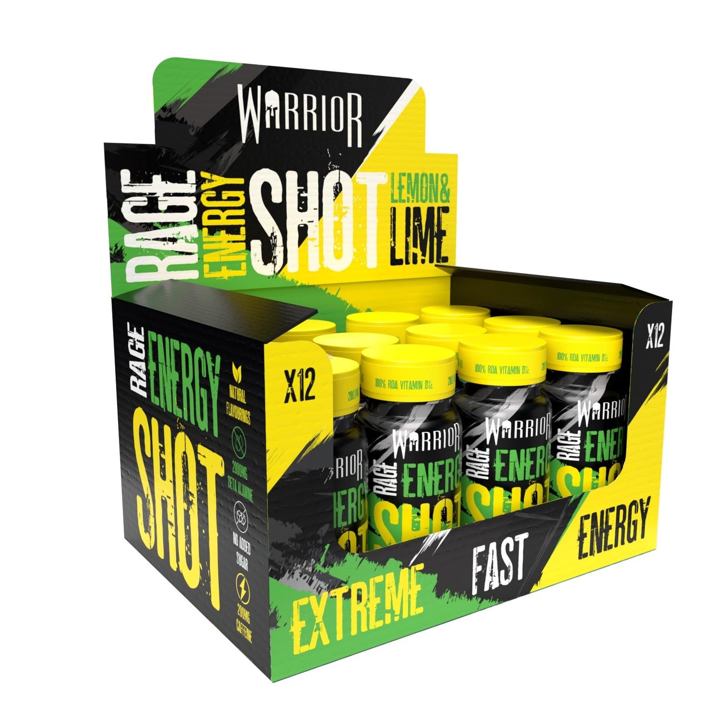 Warrior Rage Energy Shot ? Pre Workout Shot ? Energy Drink ? 12 x 60ml ? Ready to Drink Supplement ? 200mg Caffeine ? Natural Flavourings, No Added