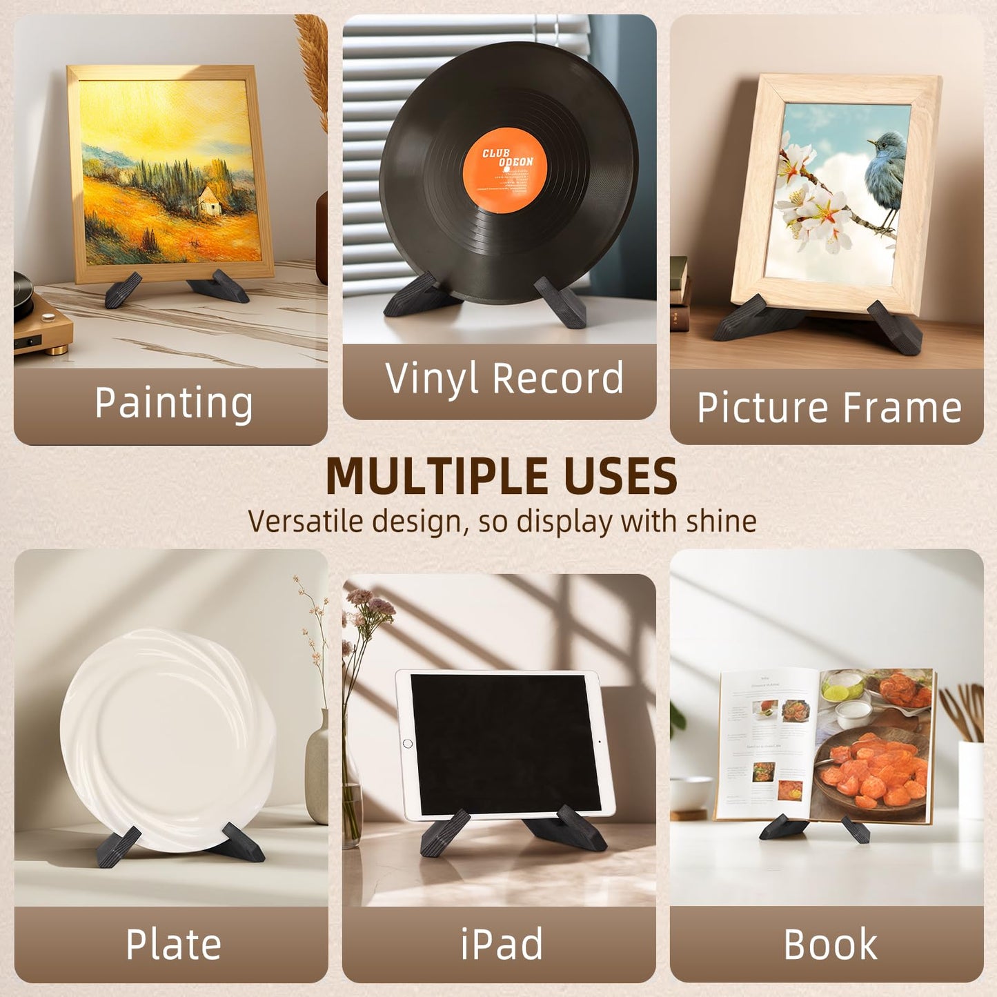 PUERSI Now Playing Vinyl Record Stand, Wooden Display Vinyl Holder Stand