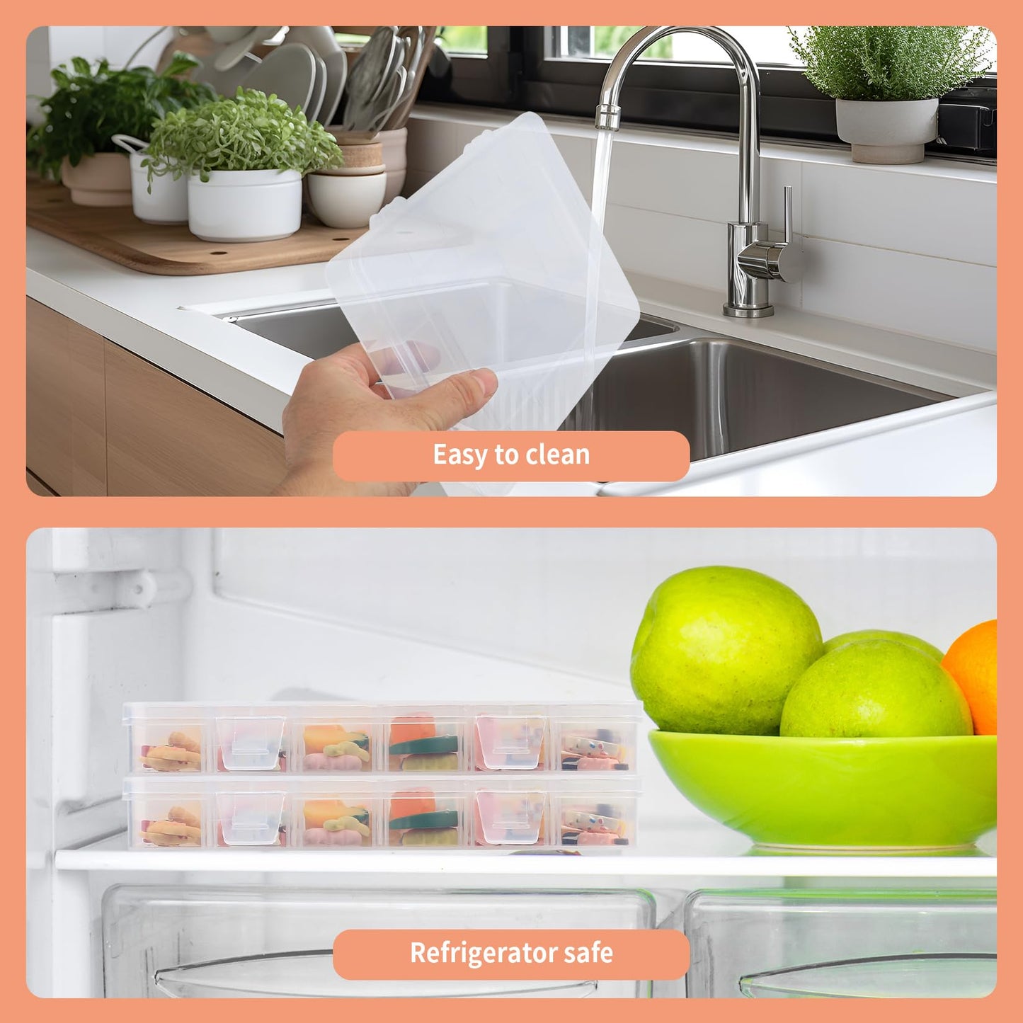 Xujinsongg 2Pcs Snack Box with Compartments, Travel Snack Box for Plane