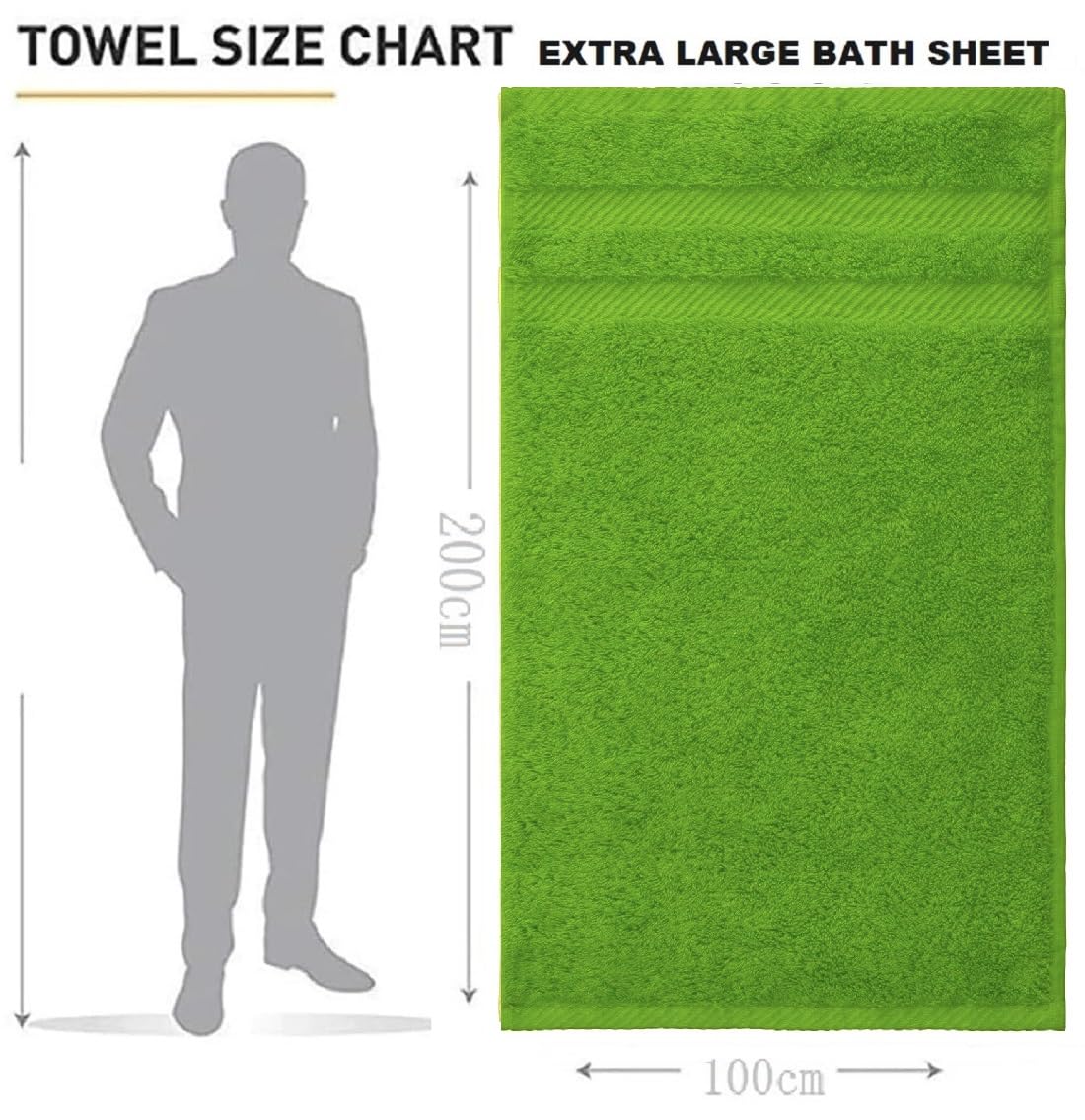 LoomTrove Pack of 2 Extra Large Jumbo Bath Sheets 100 x 200 cm 100% Egyptian Combed Cotton XL Towels Quick Dry Big Bath Sheet Super Soft Hotel