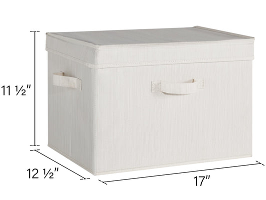 StorageWorks Closet Storage Bin with Lids, Decorative Storage Boxes with Handles, Fabric Storage Bins for Clothes, Jumbo, Mixing of Beige, White &
