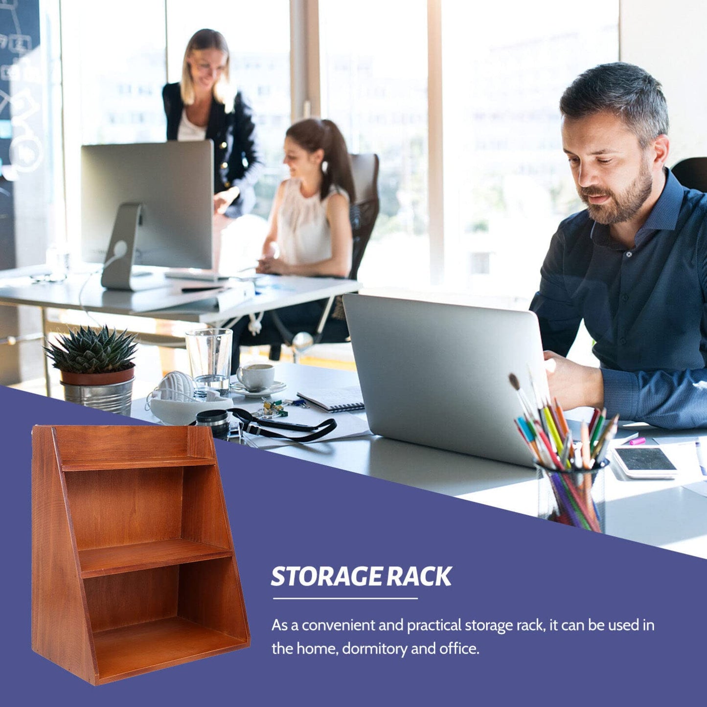 IMIKEYA Multi-Layer Storage Rack Wooden Sundries Organizer Rack for Home Dormitory and Office 13.39 X 11.81 X 6.69 in Smooth Surface 1 Pack