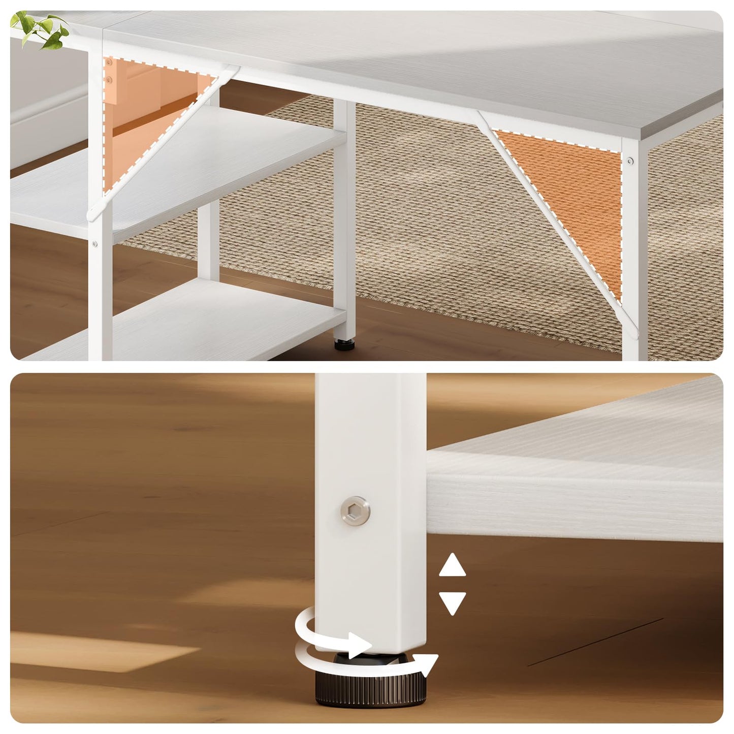 Coleshome L Shaped Gaming Desk for Small Space, 100x70 cm White