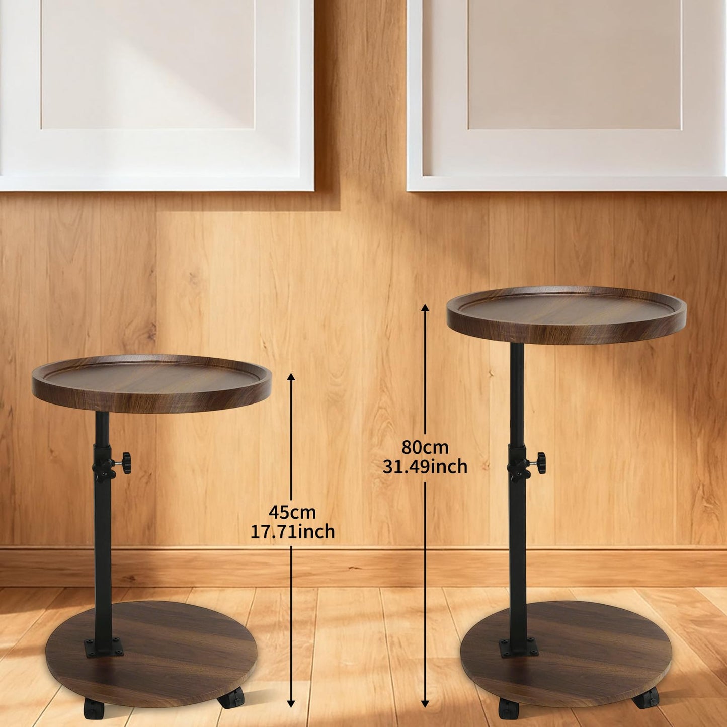 Kiss Me Living Room Side Table, Round End Table, Adjustable Coffee Table